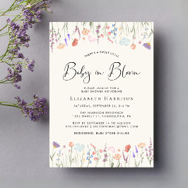 Boho Wildflower Baby in Bloom Cream Baby shower Kaart