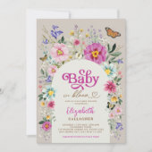 Boho Wildflower Baby in Bloom Girl Shower Kaart (Voorkant)