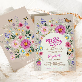 Boho Wildflower Baby in Bloom Girl Shower Kaart