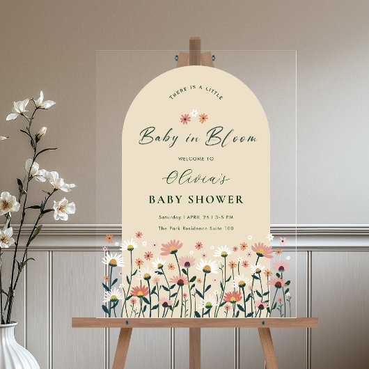 Boho Wildflower Baby in Bloom Shower Acryl Bord