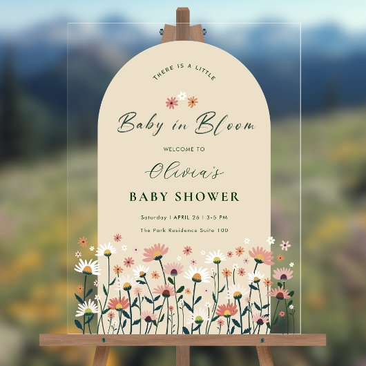 Boho Wildflower Baby in Bloom Shower Acryl Bord