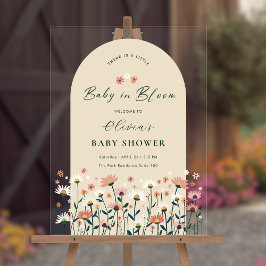 Boho Wildflower Baby in Bloom Shower Acryl Bord
