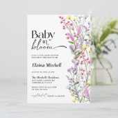 Boho Wildflower Baby in Bloom Shower Floral Kaart (Staand voorkant)