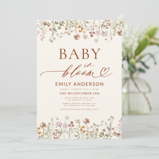 Boho Wildflower Baby in het Baby shower Bloom Kaart (Staand voorkant)