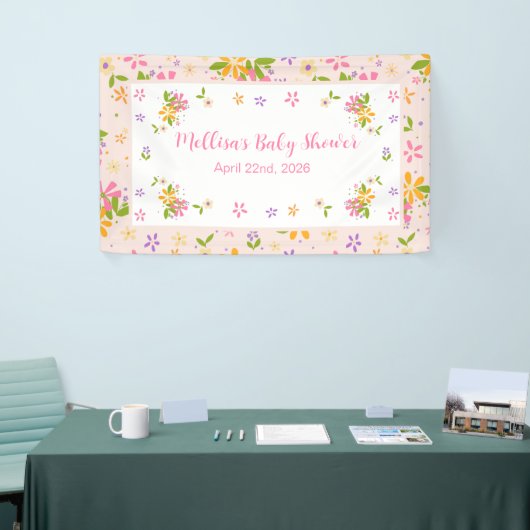 Boho Wildflower Baby Meisje Douche Banner (Beurs)
