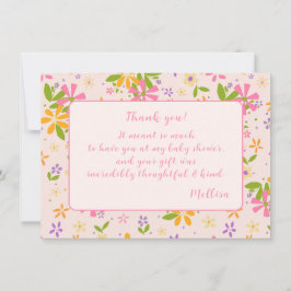 Boho Wildflower Baby Meisje Douche Dank je Kaart