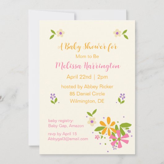 Boho Wildflower Baby Meisje Douche Uitnodiging (Voorkant)