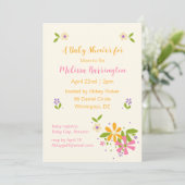 Boho Wildflower Baby Meisje Douche Uitnodiging (Staand voorkant)