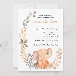 Boho Wildflower Baby Olifant Baby shower Kaart