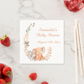 Boho Wildflower Baby Olifant Baby shower Servet (Insitu)