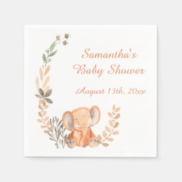 Boho Wildflower Baby Olifant Baby shower Servet