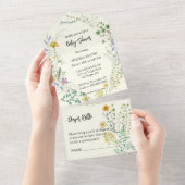Boho Wildflower Baby shower All In One Uitnodiging (Afscheurbaar)