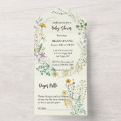 Boho Wildflower Baby shower All In One Uitnodiging (Binnen)
