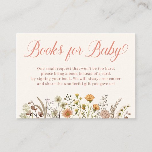 Boho Wildflower Baby shower Boekaanvraag Informatiekaartje (Voorkant)