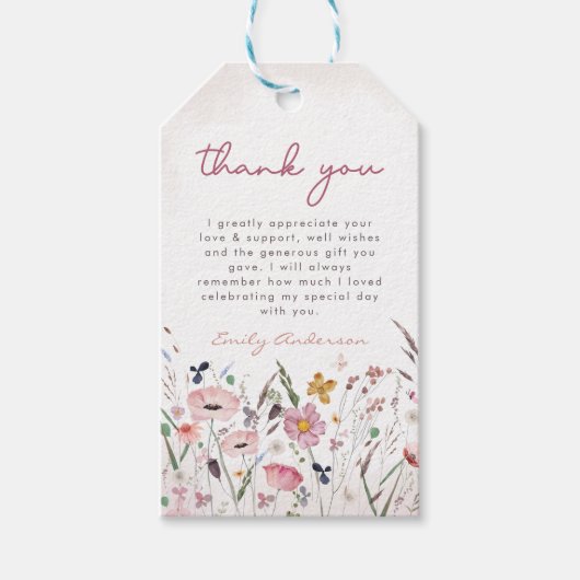 Boho Wildflower Baby shower Cadeaulabel (Voorkant)