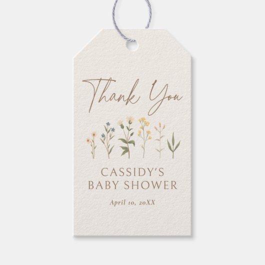 Boho Wildflower Baby shower Cadeaulabel (Voorkant)
