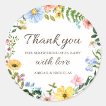 Boho Wildflower Baby shower Dank u Sticker