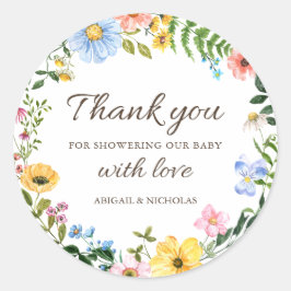 Boho Wildflower Baby shower Dank u Sticker