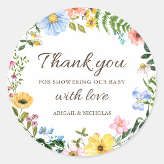 Boho Wildflower Baby shower Dank u Sticker