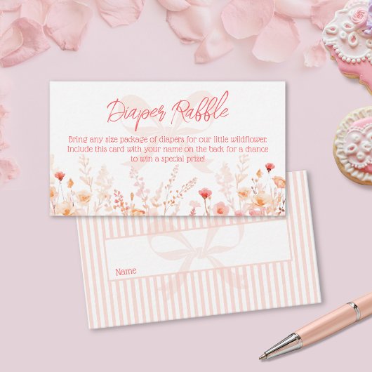Boho Wildflower Baby Shower Diaper Raffle  Informatiekaartje