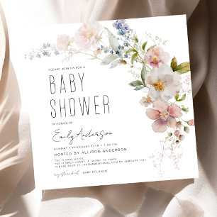 Boho Wildflower Baby shower Elegant Modern Kaart
