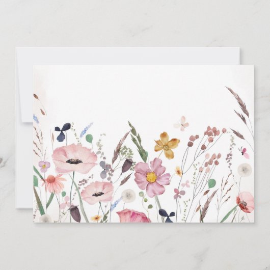 Boho Wildflower Baby shower Foto Kaart (Achterkant)