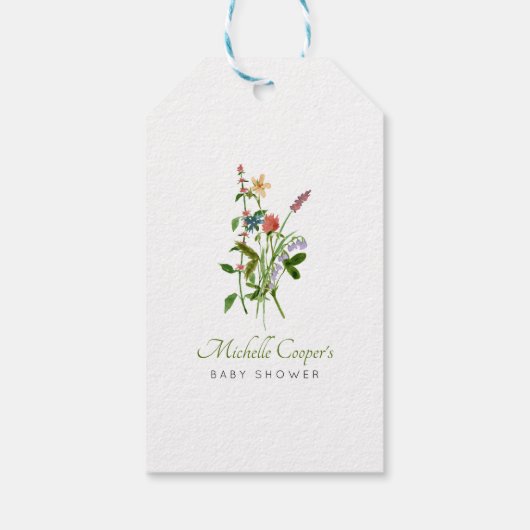 Boho Wildflower Baby shower Gift Labels Cadeaulabel (Achterkant)
