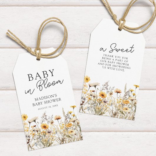 Boho Wildflower Baby shower Hartelijk dank Cadeaulabel