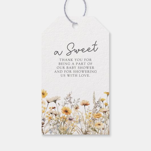 Boho Wildflower Baby shower Hartelijk dank Cadeaulabel (Achterkant)
