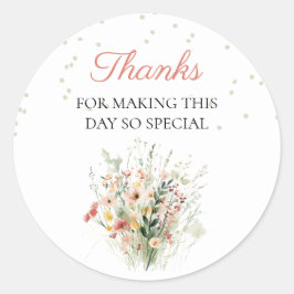 Boho Wildflower Baby shower Hartelijk dank Ronde Sticker