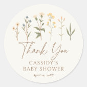 Boho Wildflower Baby shower Hartelijk dank Ronde Sticker (Voorkant)