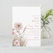 Boho Wildflower Baby Shower Invitation Kaart (Staand voorkant)