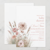 Boho Wildflower Baby Shower Invitation Kaart (Voorkant / Achterkant)