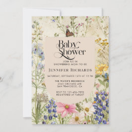 Boho  Wildflower Baby shower Kaart