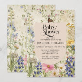Boho  Wildflower Baby shower Kaart (Voorkant / Achterkant)