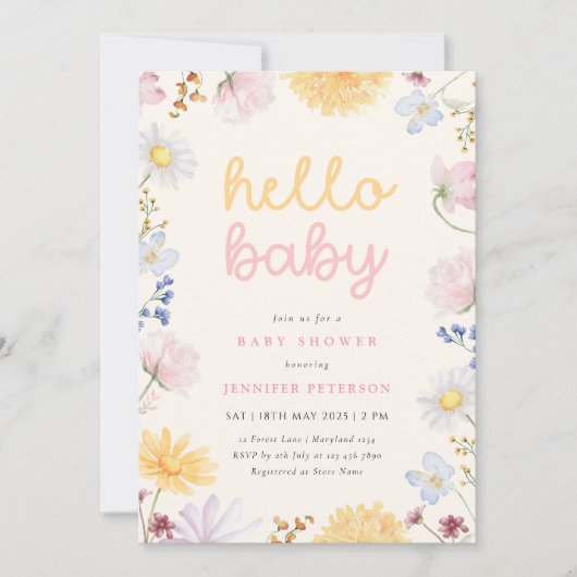 Boho Wildflower Baby shower Kaart (Voorkant)