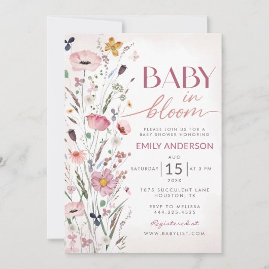Boho Wildflower Baby shower Kaart (Voorkant)