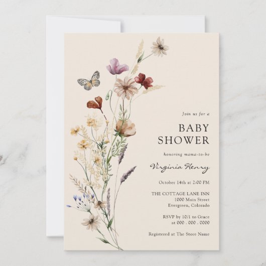 Boho Wildflower Baby shower Kaart (Voorkant)