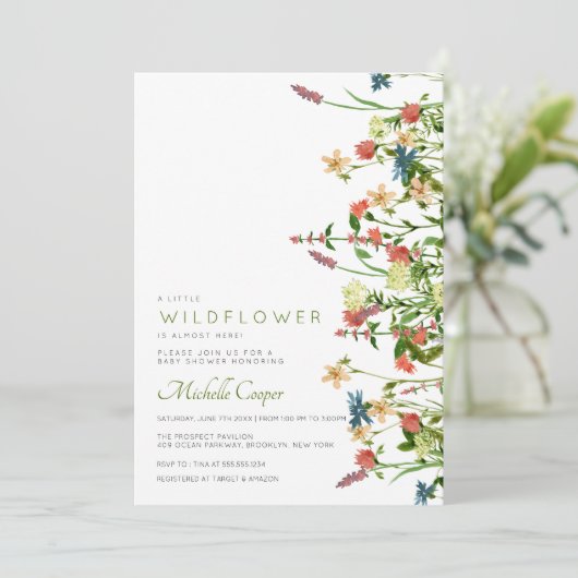 Boho Wildflower Baby shower Kaart (Staand voorkant)