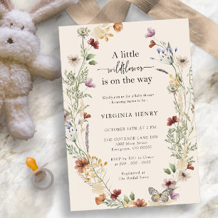 Boho Wildflower Baby shower Kaart