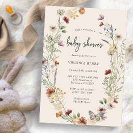 Boho Wildflower Baby shower Kaart