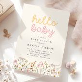 Boho Wildflower Baby shower Kaart