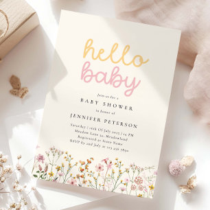 Boho Wildflower Baby shower Kaart