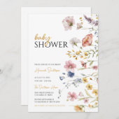 Boho Wildflower Baby shower Kaart (Voorkant / Achterkant)