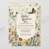 Boho  Wildflower Baby shower Kaart (Voorkant / Achterkant)