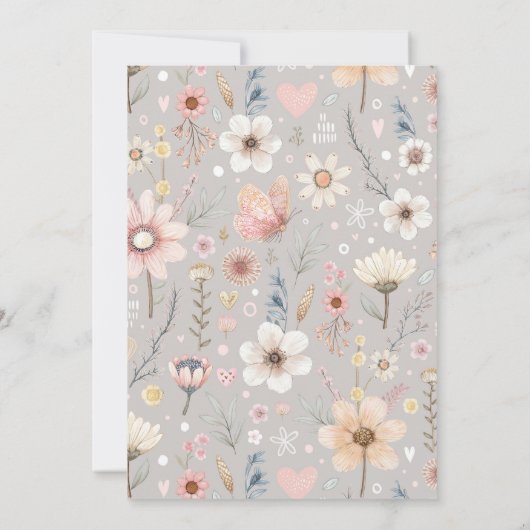 Boho Wildflower Baby shower Kaart (Achterkant)