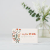 Boho Wildflower Baby shower Luier Raffle Ticket Informatiekaartje (Staand voorkant)