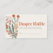 Boho Wildflower Baby shower Luier Raffle Ticket Informatiekaartje (Voorkant)