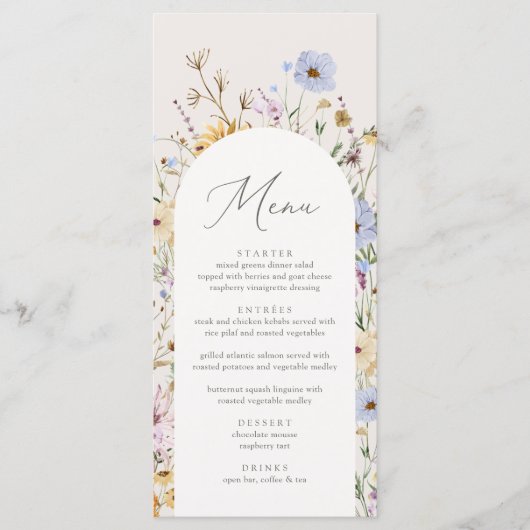 Boho Wildflower Baby shower Menu (Voorkant)