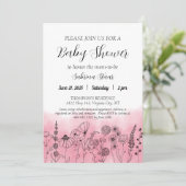 Boho Wildflower Baby shower Nodig Waterverf uit Kaart (Staand voorkant)